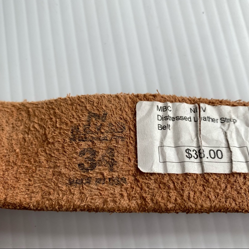Western Genuine Distressed Leather Navajo Belt Brown Size 34 - Picture 6 of 6